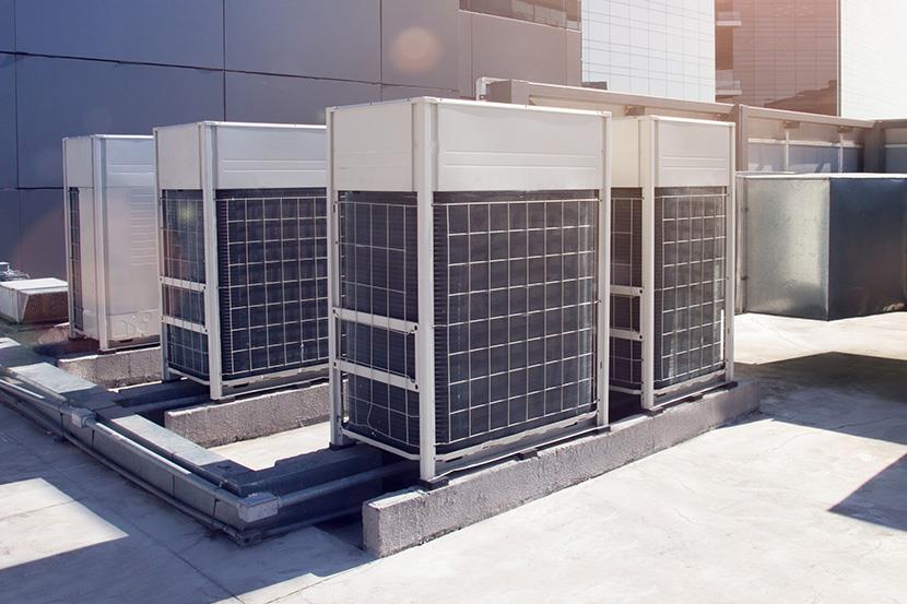 air conditioning system on a commercial building roof 